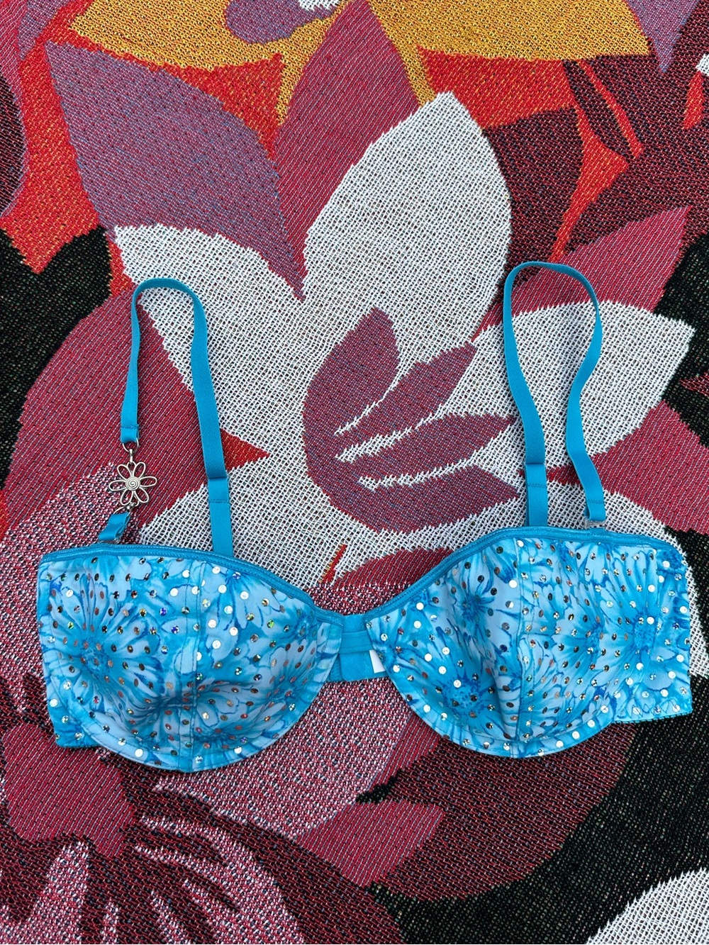 Vintage Y2K Peeping Tom Sequin Floral Bra